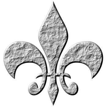 3d stone fleur de lis isolated in white