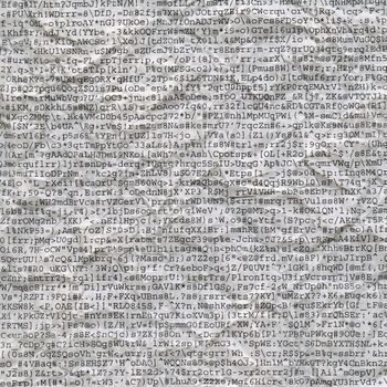 text without sense produced by a faulty software or user mistake - computer gibberish printout on white crumpled paper