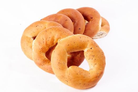 russian boublik - bread of the circular shape over white