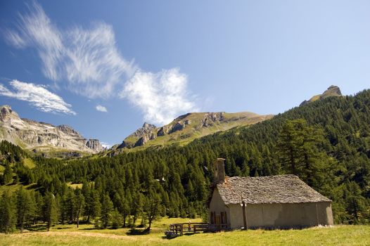 small church in mountain landscape; Alpe Veglia, natural paradise in the italian Alps