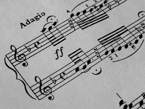 Detail of a music sheet score page