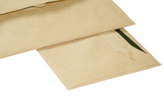 brown envelopes open isolated over a white background