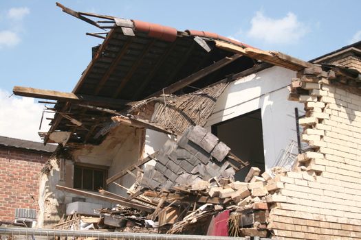 remains of a building which had collapsed
