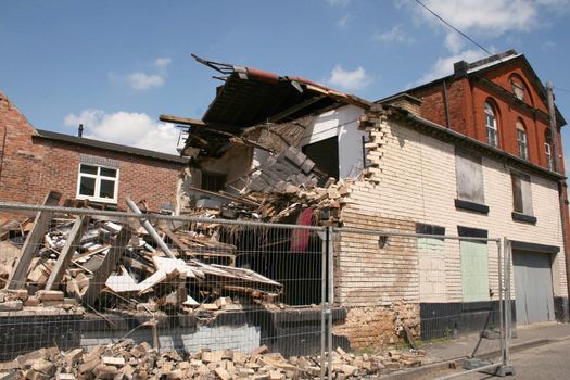 remains of a building which had collapsed