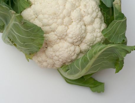 organic fresh whole cauliflower with leaves still on