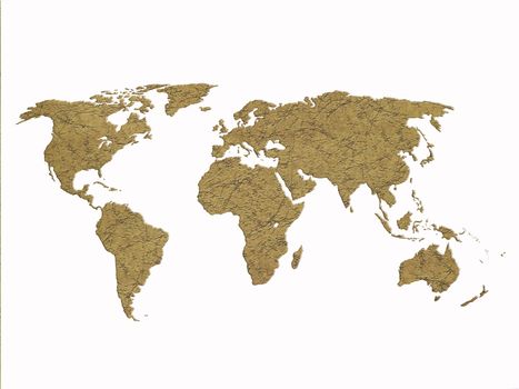 dry world map isolated on white