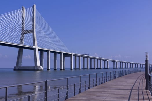 Vasco da Gama bridge nd wooden pass-way