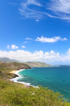 The fabulous coastline on the Caribbean island of Saint Kitts.