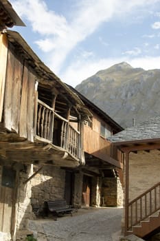 street of mountain village at northern spain