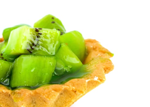 Cake with Fruit kiwi isolated on white