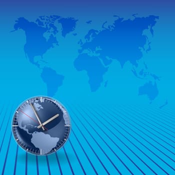 Abstract background with clock on a blue