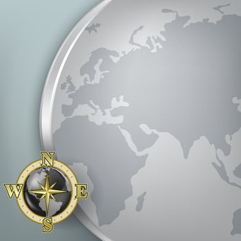 Abstract background with globe and gold compass