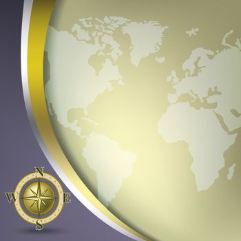 Abstract business background with earth map and compass