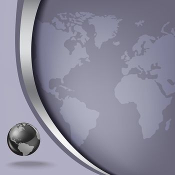 Abstract business background with earth map and steel globe