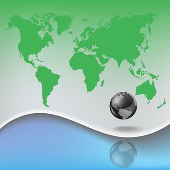 Abstract business background with steel globe and earth map