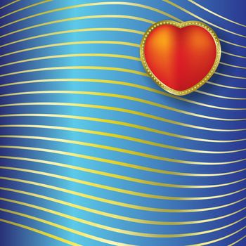 Valentine's greeting with heart and blue stripped