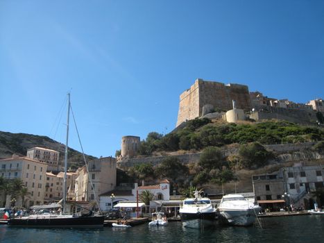 Bonifacio port in south Corsica