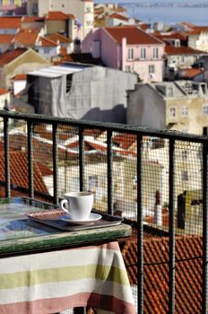 Small cafe with view for Alfama quarter