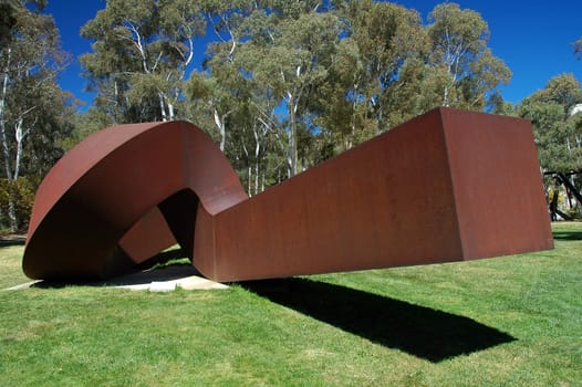 big steel sculpture behind National Gallery of Australia in Canberra