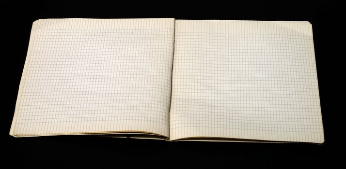 Two pages of aged notebook with big squares 