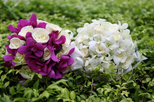 Wedding bouquet made of tropical flowers.