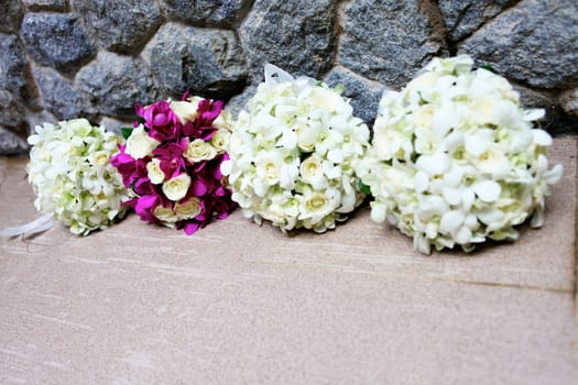 Wedding bouquet made of tropical flowers.