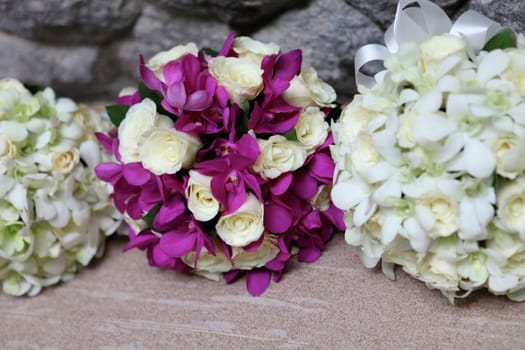 Wedding bouquet made of tropical flowers.