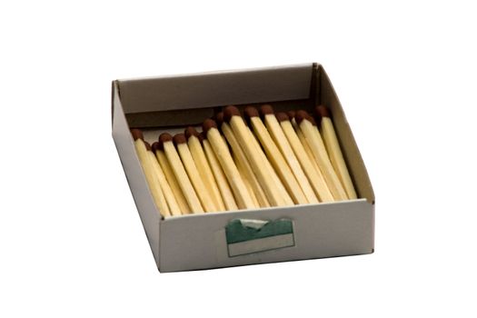 Box full of matches over white