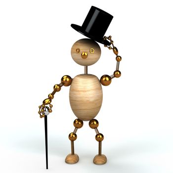 Gentelman wood man 3d rendered for web