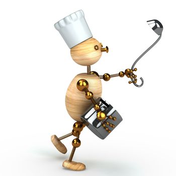 wood man cook 3d rendered for web