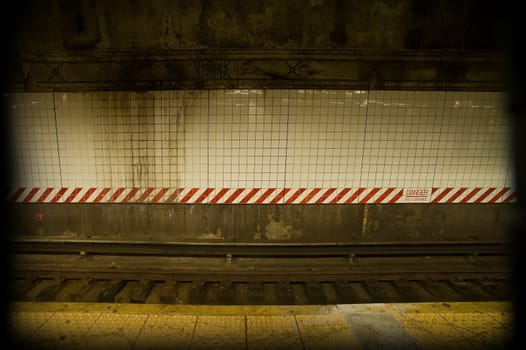 old dirty subway rail background, photo taken in new york