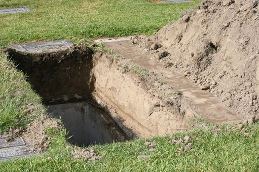 Grave already dug waiting for a body to be buried in it