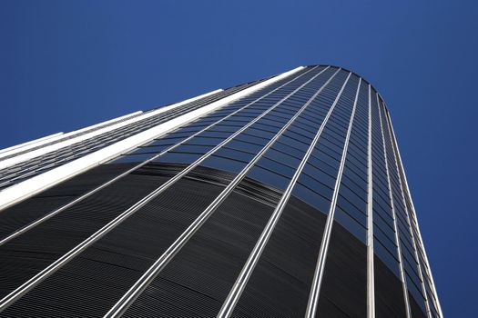 Extremely tall high-rise building in downtown Los Angeles, California