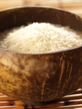 close up of a bowl of raw rice