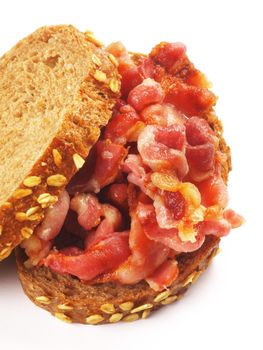close up of a bacon sandwich