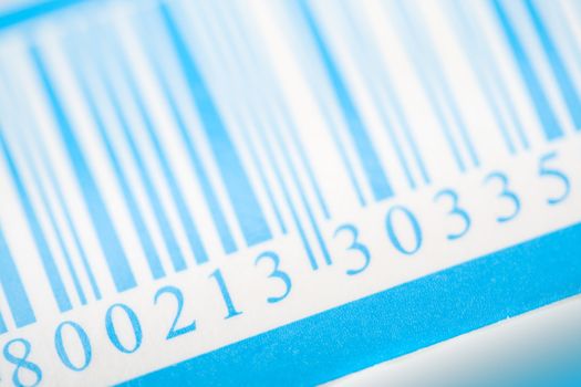 close-up blue barcode, selective focus