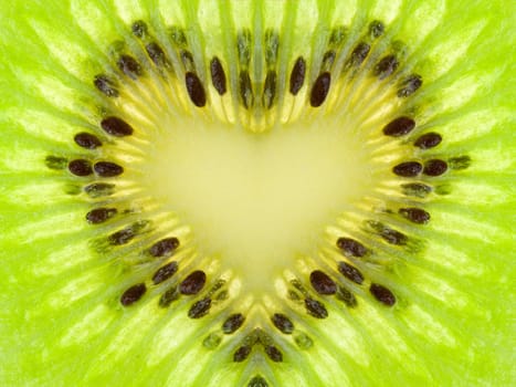 green heart from ripe kiwi