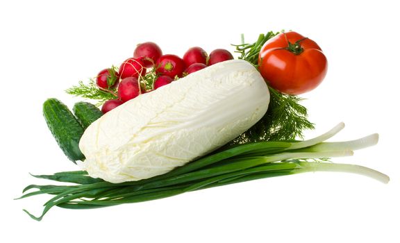 heap of fresh various vegetables, isolated on white