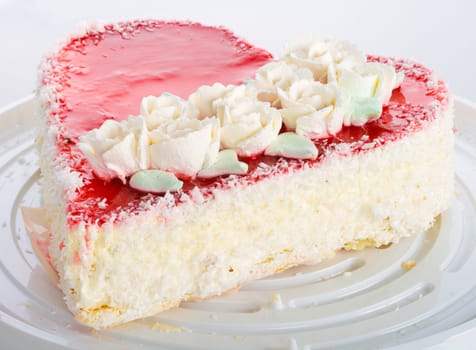 close-up heart-shaped cake