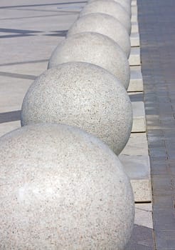 Architectural details in  form of balls. Image with shallow depth of field.