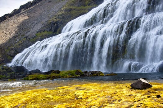 Part of Dynjandi beauty waterfall in Western Iceland - Westfjords.