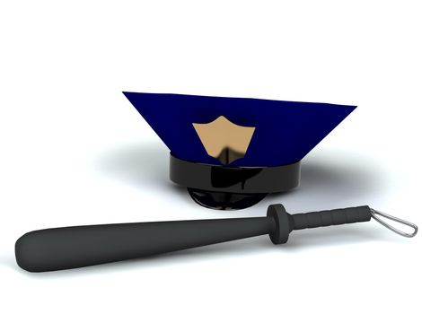 police hat and club 3d rendered for web