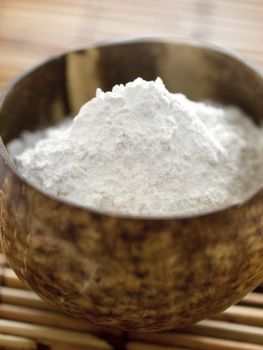 close up of a bowl of white flour