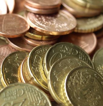 Range of Euro coins useful as a background