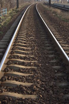 railway track lines on concrete undercoats