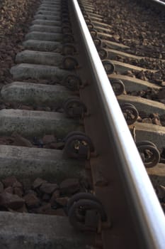 railway track lines on concrete undercoats