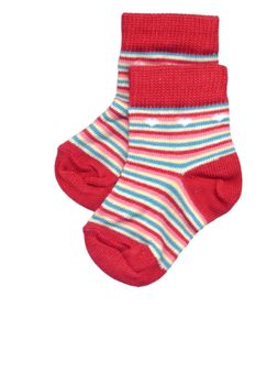 pair of red toddlers socks isolated over white