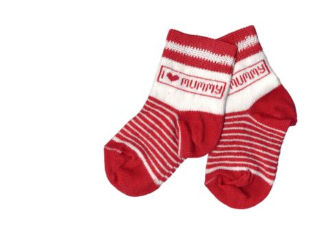 pair of red toddlers socks isolated over white