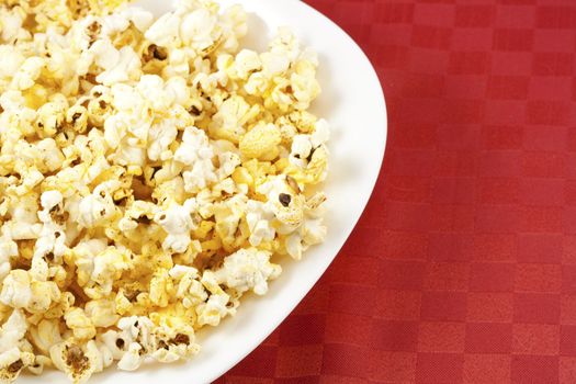 Bowl of popcorn on the table