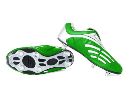 Professional sports boots for soccer players.  Isolated over white